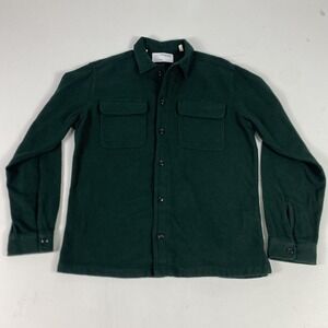 Selected Homme Shirt Mens Medium Green Flannel Overshirt Long Sleeve Button